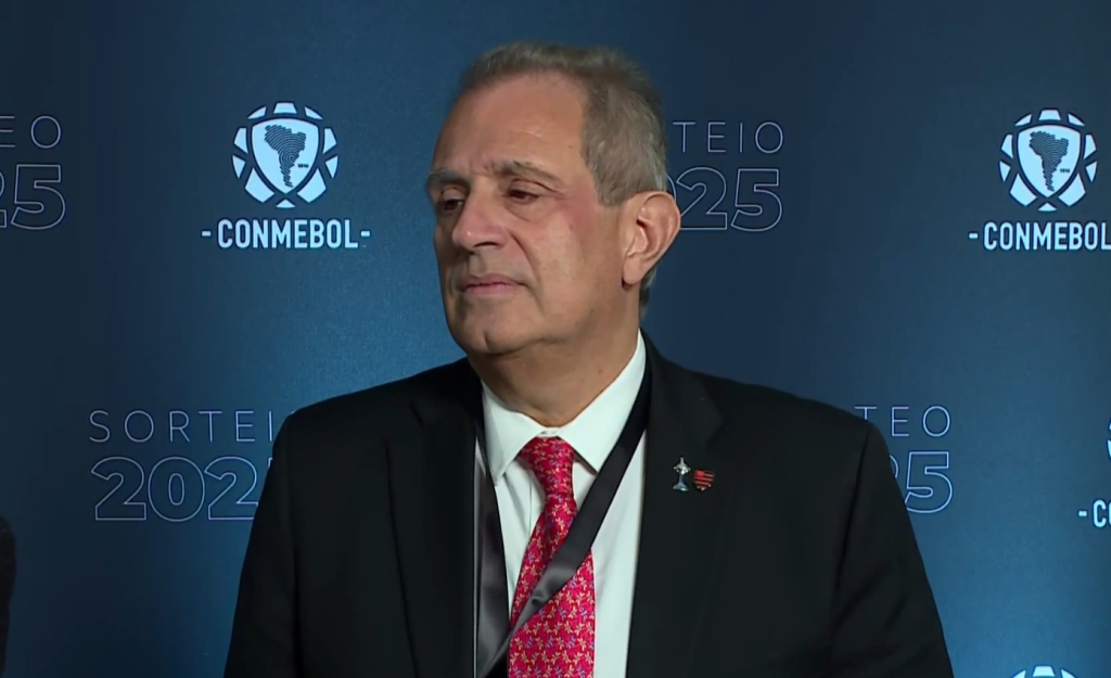 LUIZ EDUARDO BAPTISTA DURANTE SORTEIO DOS GRUPOS DA LIBERTADORES.