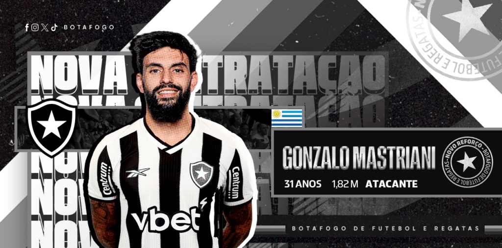Mastriani foi oficializado pelo Botafogo