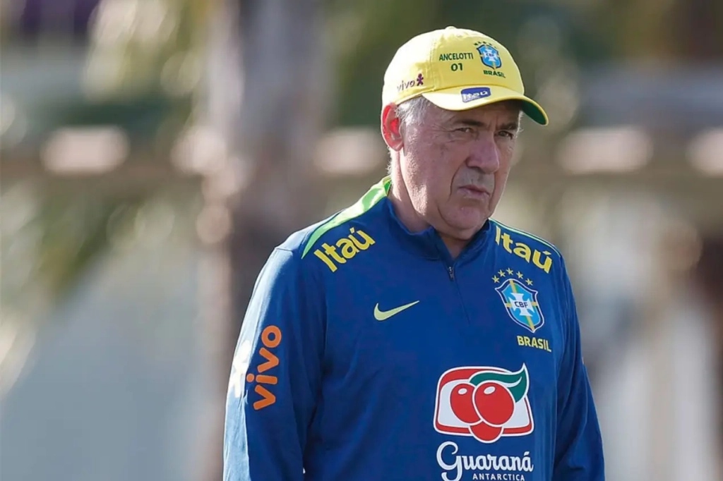 Carlo Ancelotti inicia preparação da Seleção Brasileira para confronto com o Paraguai