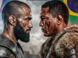 Cartaz de divulgação da luta entre Nildo “Katchau” Machado e Furkatbek Yokubov na Humo Arena, em Tashkent, pela Mangu Professional League.