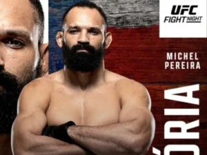 Retrato do lutador Michel Pereira com expressão séria.