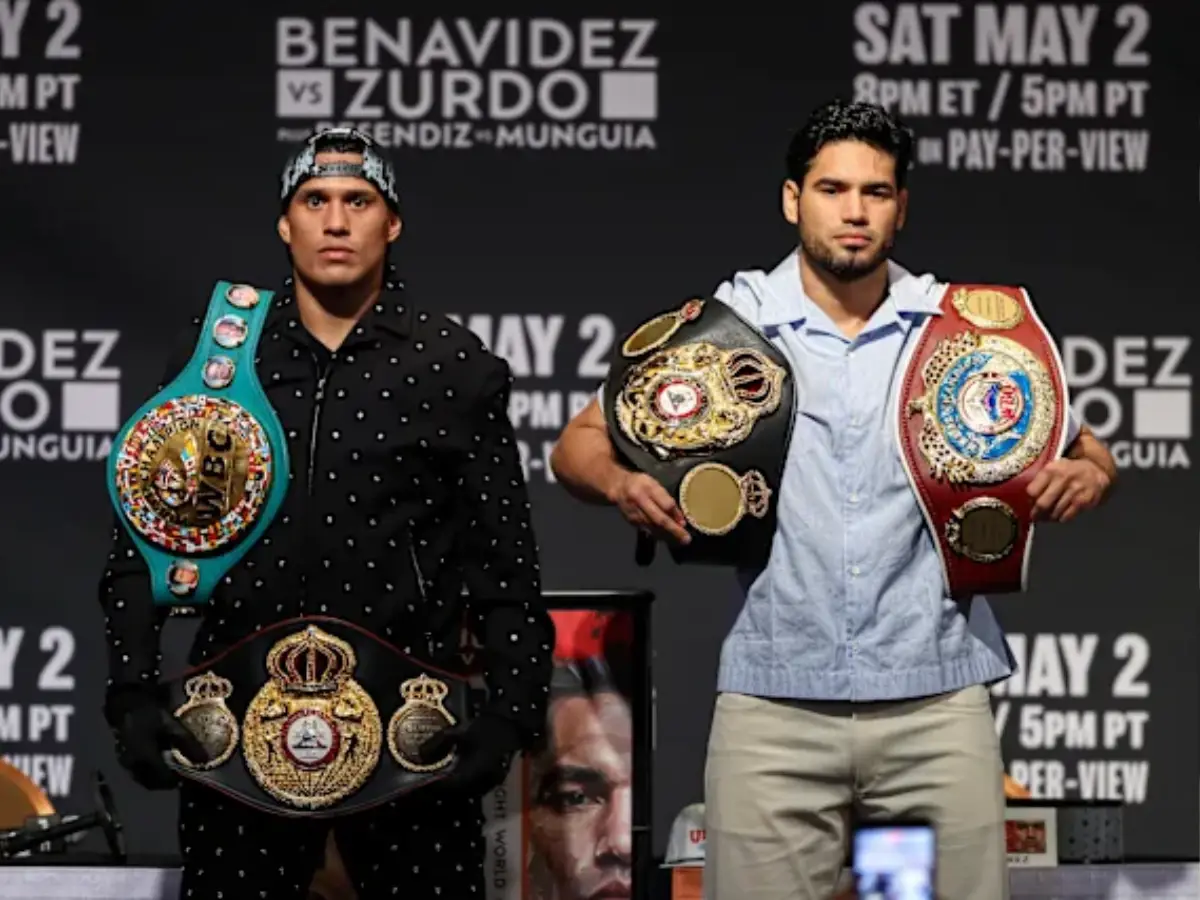 A última encarada oficial, antes do duelo unificado entre David Benavidez e Gilberto Ramirez, na T-Mobile Arena, em Las Vegas