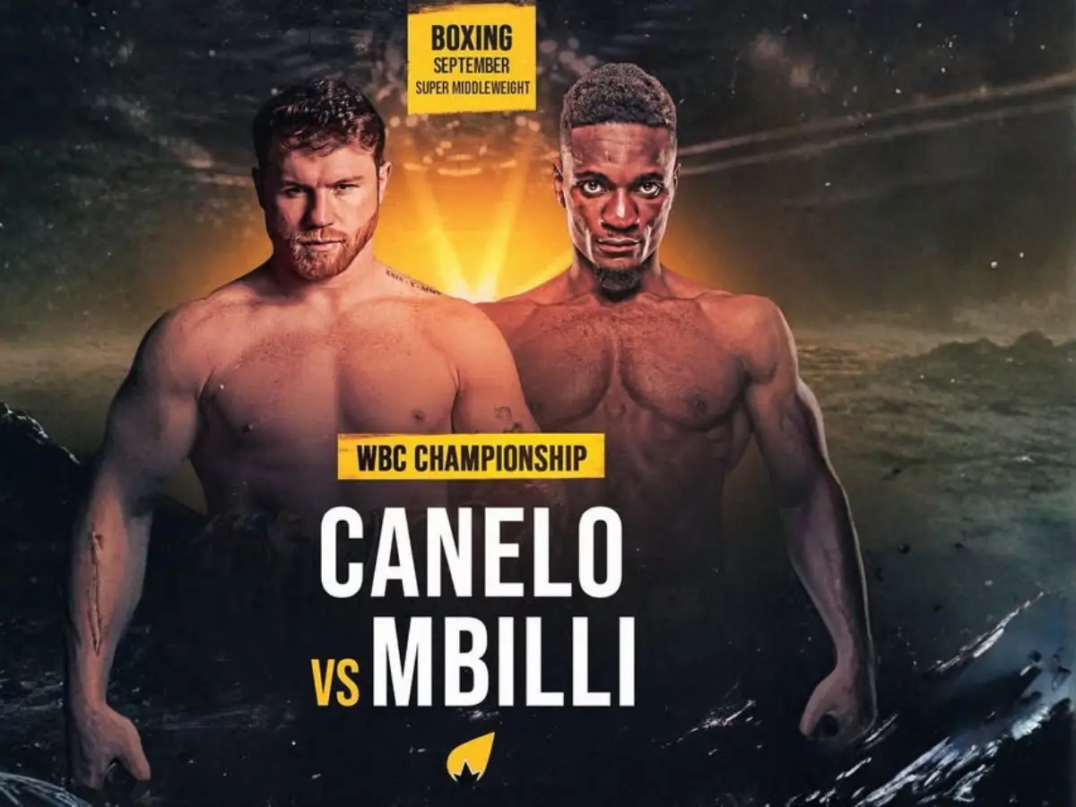 Pôster do confronto Canelo Alvarez vs Christian Mbilli